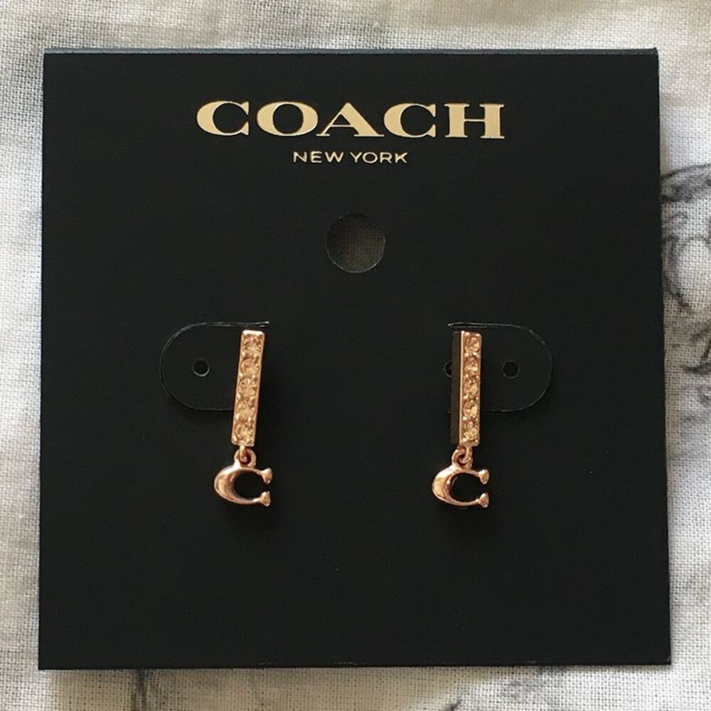 ❤︎ COACH ❤︎  Signature Pave Bar Stud Earrings 91446